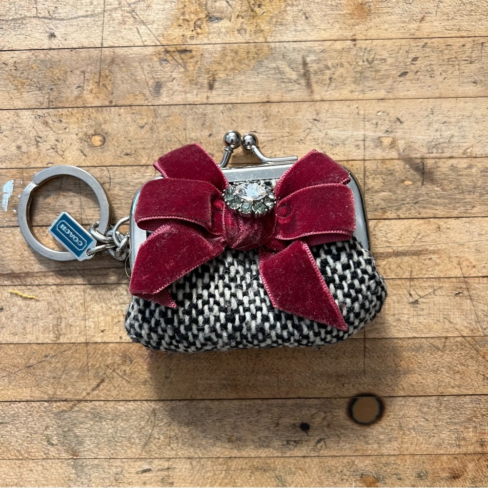 Coach Soho tweed keychain coin purse